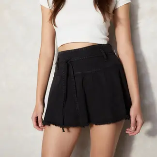 SYBILLA - Short Falda Denim Mujer Tiro Alto Casual