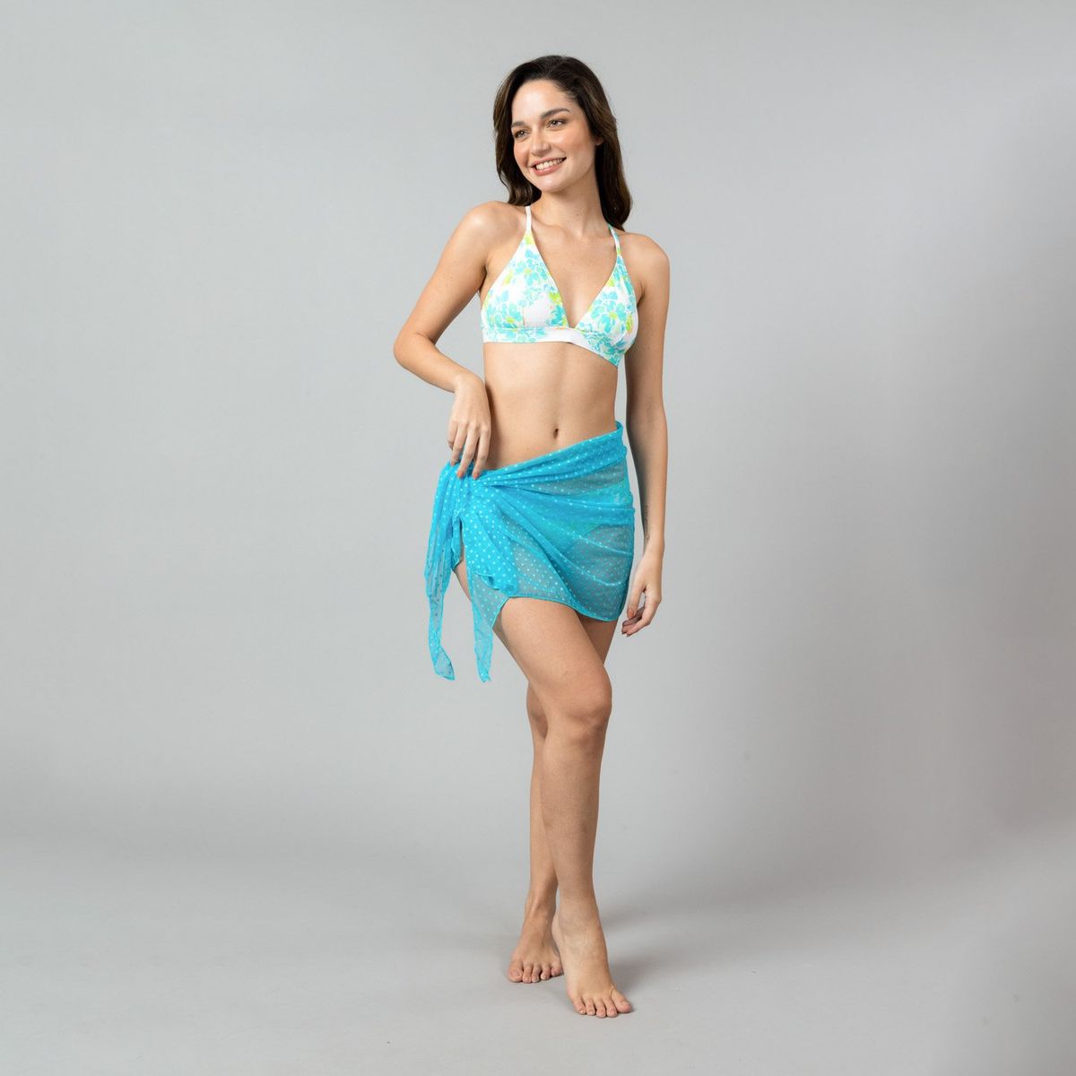 FLORES - Pareo Mesh Solido Mujer Flores