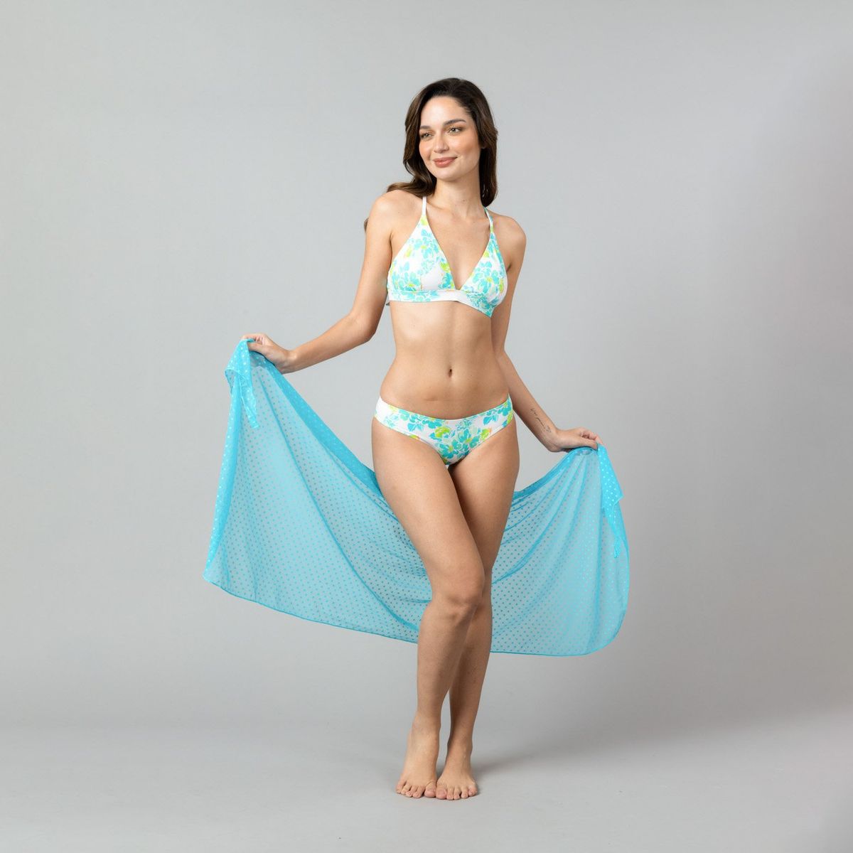 FLORES - Pareo Mesh Solido Mujer Flores