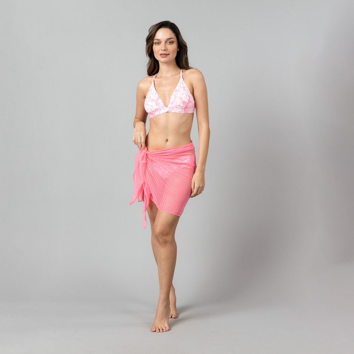 FLORES - Pareo Mesh Solido Mujer Flores