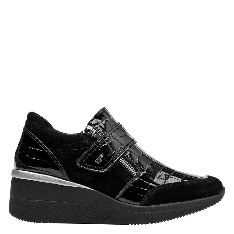 16 HRS Zapatilla Urbana Mujer Cuero Negro