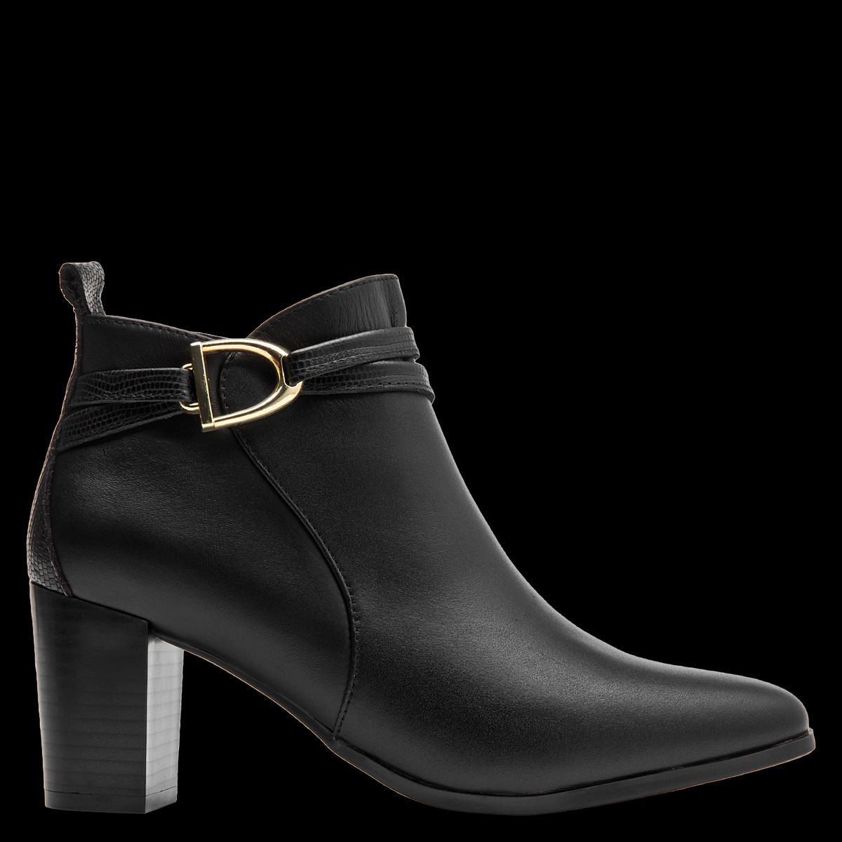 BRUNO ROSSI - Botín Mujer Cuero Negro Bruno Rossi