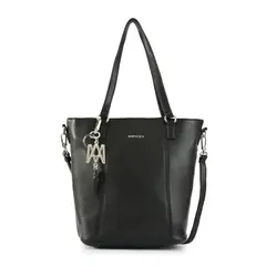 AMPHORA - Cartera Negra con Asas y Correa Mujer
