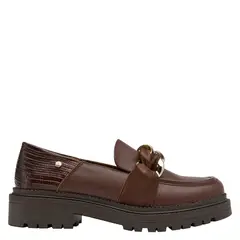 POLLINI - Mocasin Mujer Cuero Café