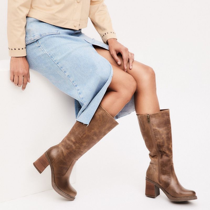 POLLINI - Bota Mujer Cuero Café Pollini