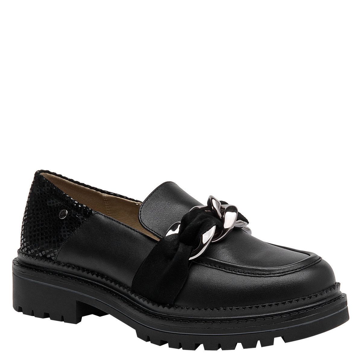 POLLINI - Mocasin Mujer Cuero Negro Pollini