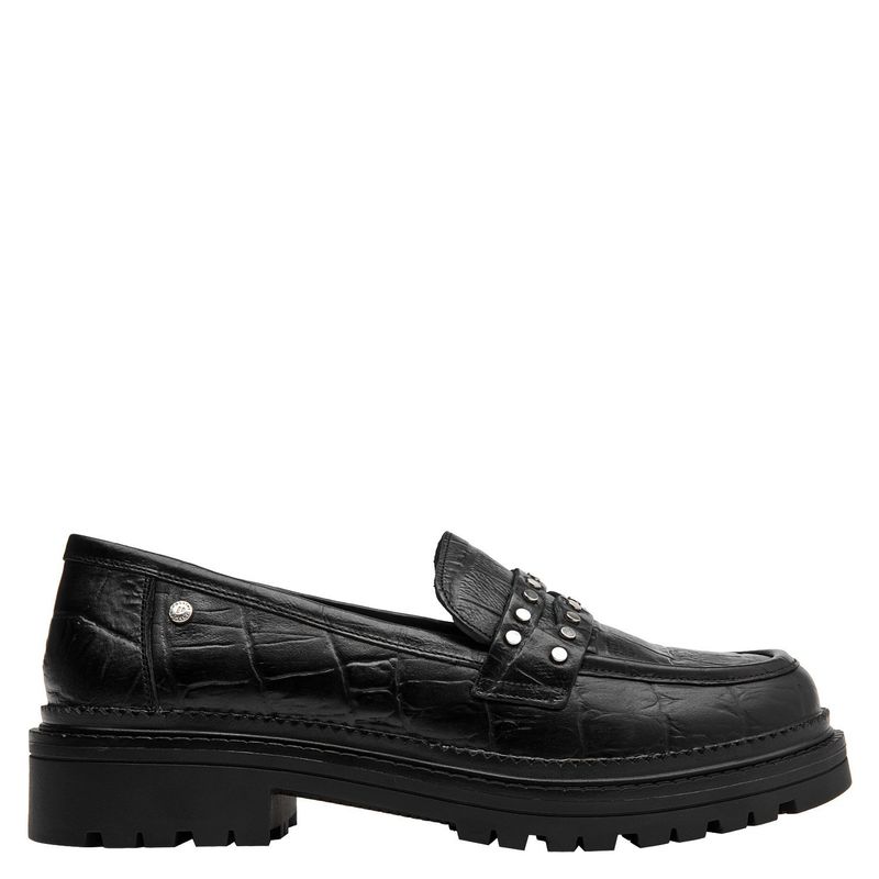 POLLINI - Mocasin Mujer Cuero Negro Pollini