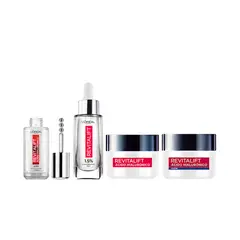 DERMO EXPERTISE - Pack Rutina Completa Revitalift Ácido Hialurónico Serum Rostro, Serum Ojos, Crema Día + Noche