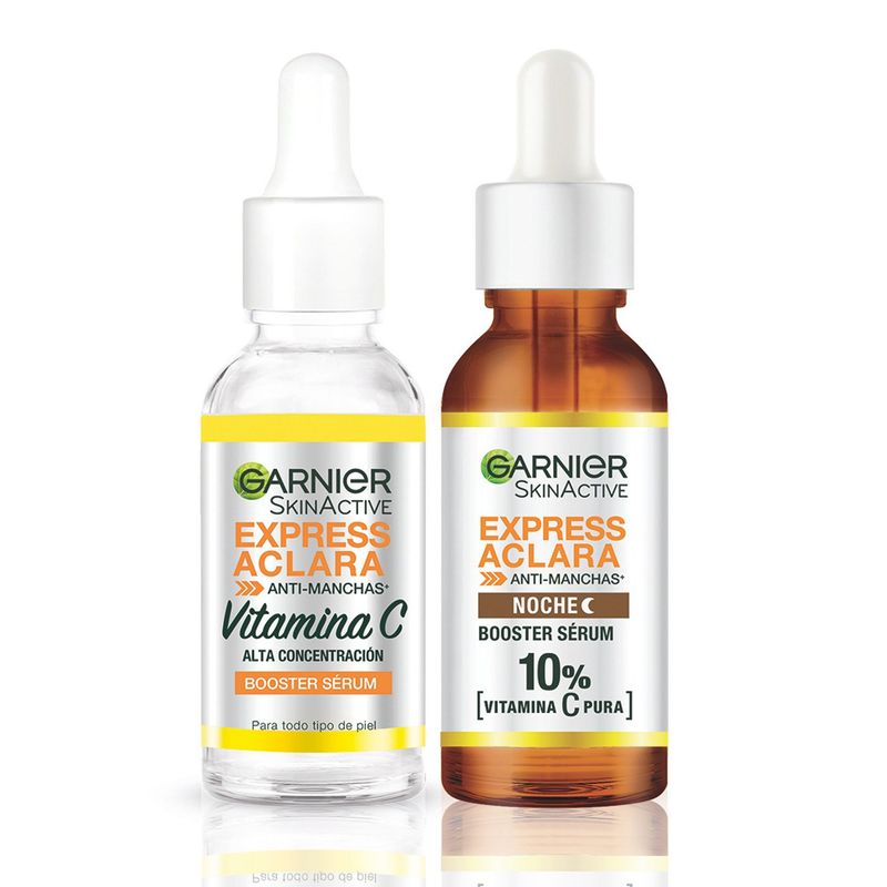 GARNIER - Pack Sérum Día Express Aclara Anti-manchas 30ml + Sérum Noche Express Aclara Anti-manchas 30ml Garnier Skin Natural Face
