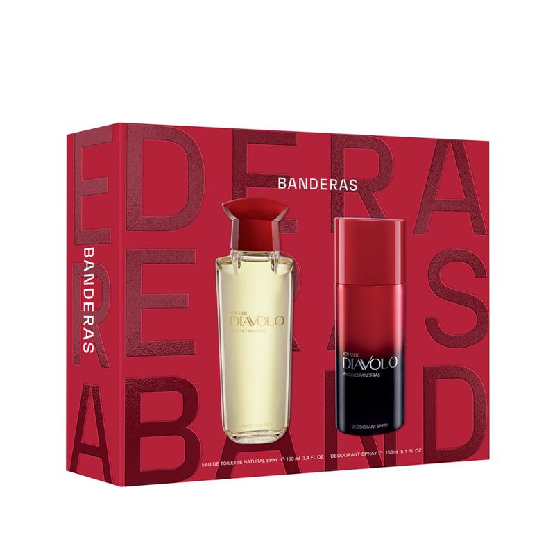 ANTONIO BANDERAS - Set Regalo Banderas Perfume Hombre Diávolo EDT 100Ml + Desodorante 150Ml Banderas Antonio Banderas