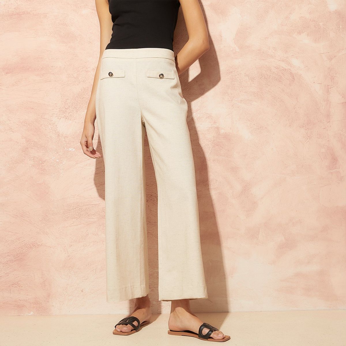 BASEMENT - Pantalón Mujer Basement Tiro Alto Wide Leg