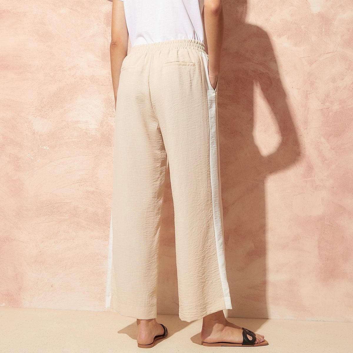 BASEMENT - Pantalón Pijamero Basement Tiro Alto Wide Leg Mujer