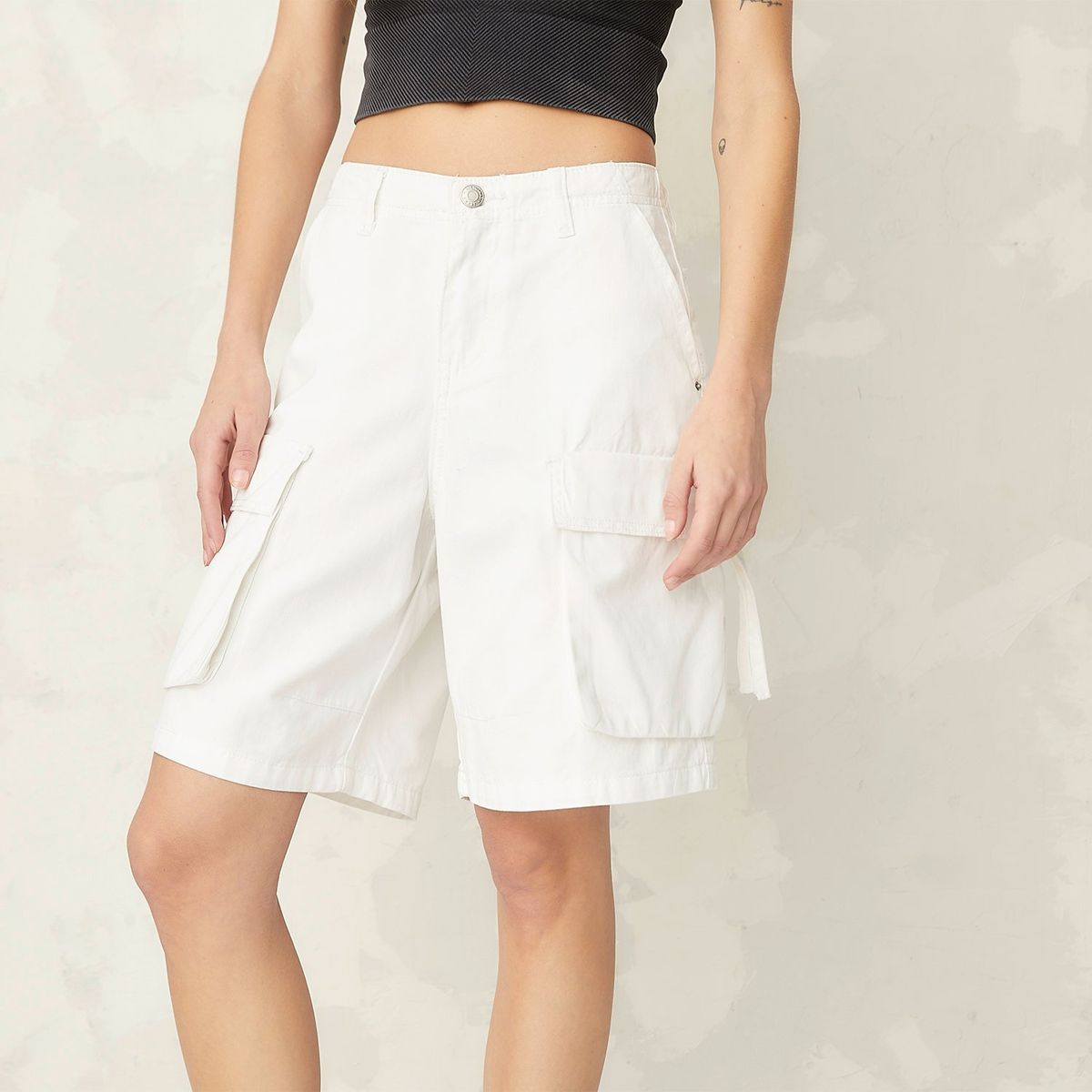 AMERICANINO - Short Americanino Cargo Algodón Mujer Blanco