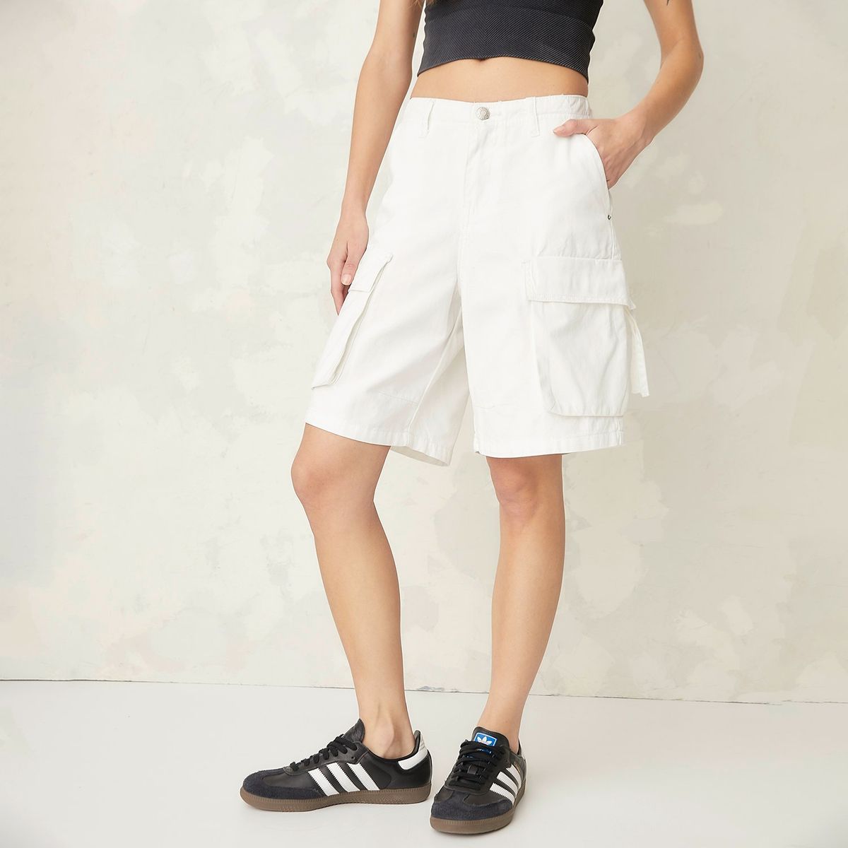 AMERICANINO - Short Americanino Cargo Algodón Mujer Blanco