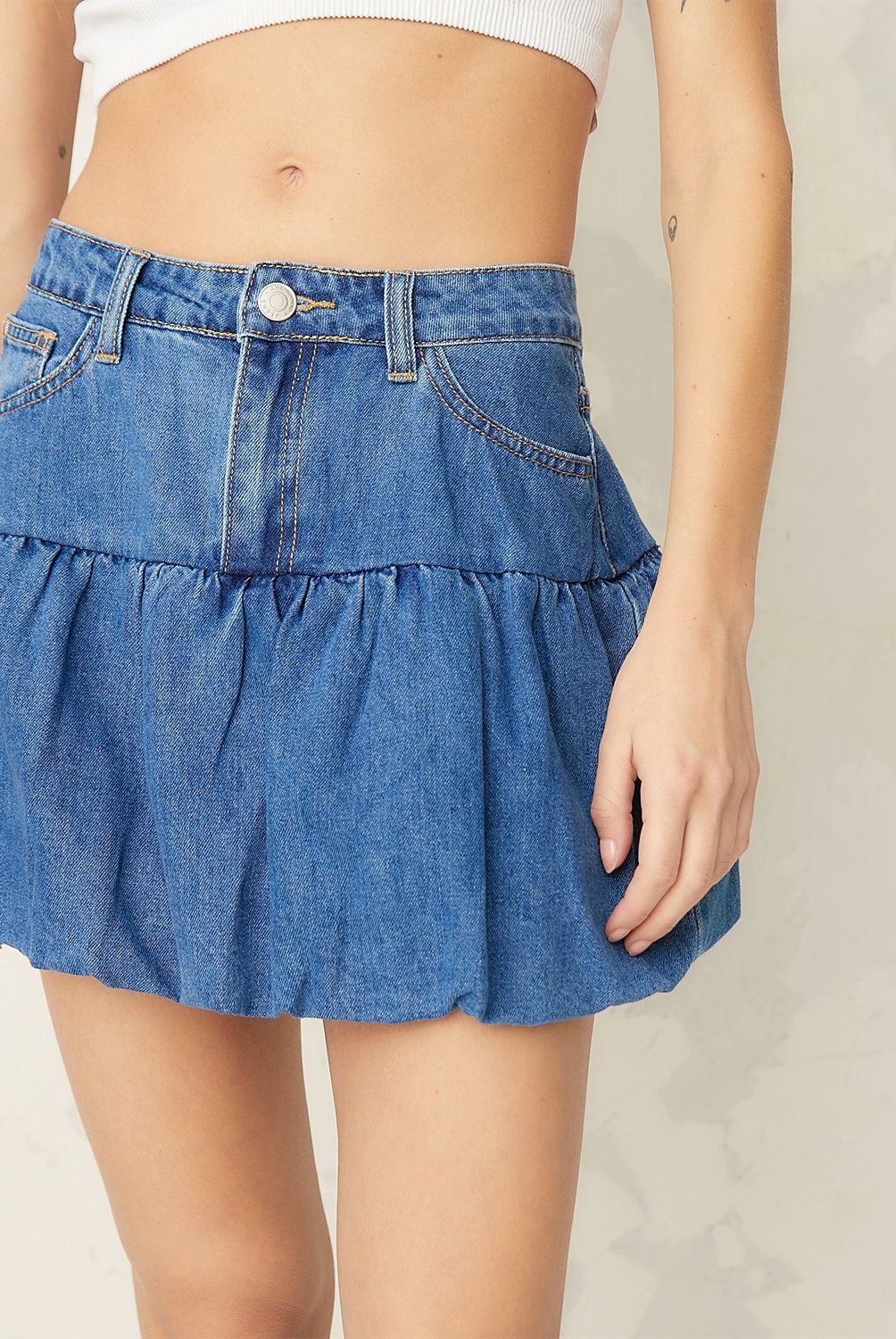 AMERICANINO - Falda Denim Americanino Algodón Mujer Mini Tiro Alto
