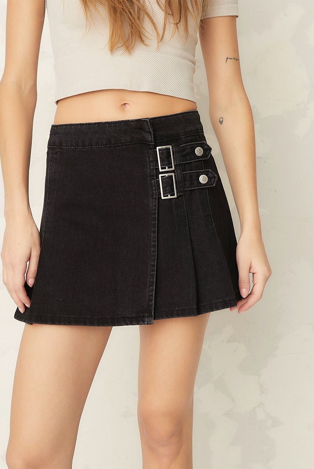 AMERICANINO - Falda Americanino Mini Algodón Mujer Diseño Liso Negra
