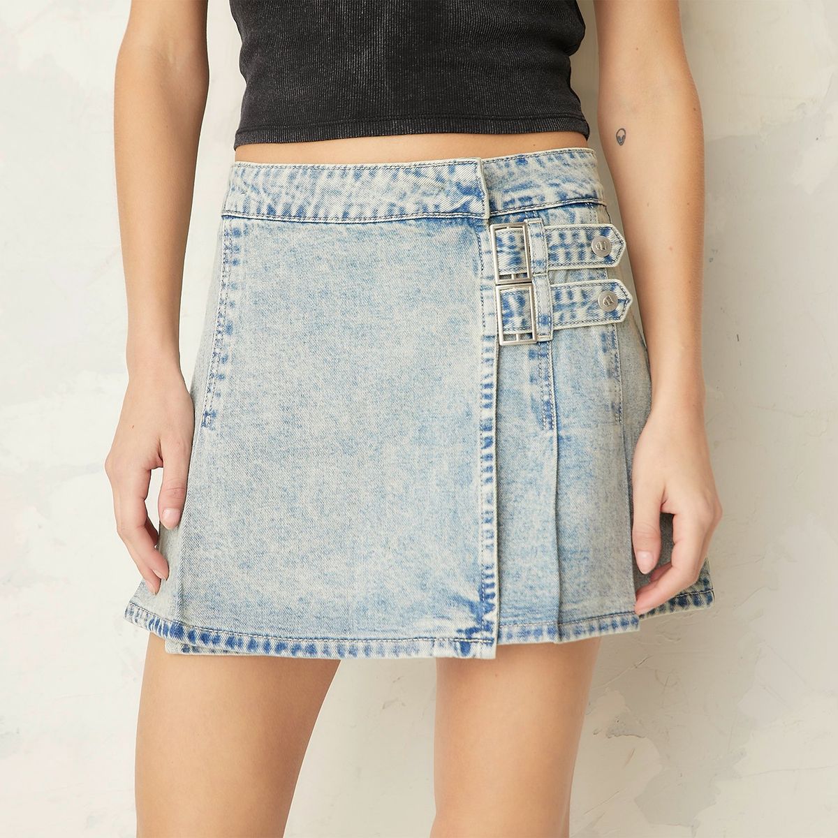 AMERICANINO - Falda Mini Americanino Algodón Mujer Tiro Alto Liso