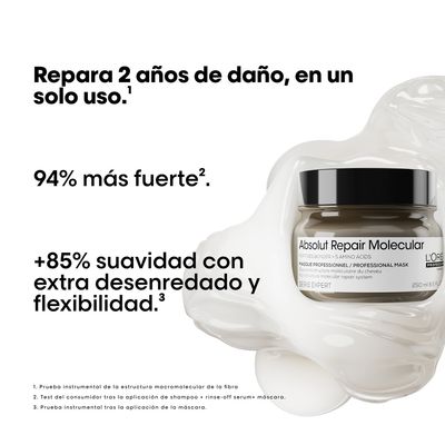 Imagen 2 del producto Máscara Reparación Molecular Absolut Repair Molecular 250ml L'Oréal Professionnel