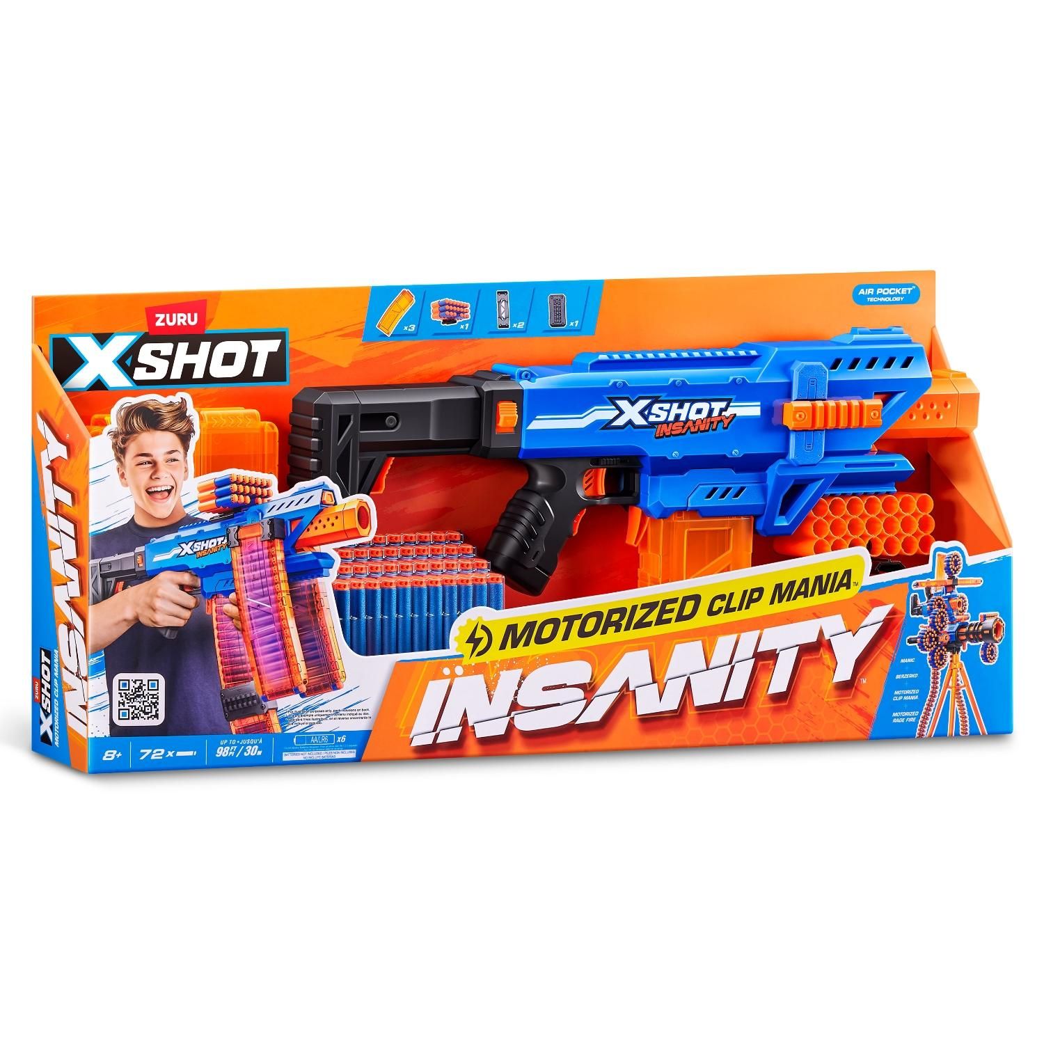 X-SHOT Lanza Dardos Insanity Clip Blaster con 72 Dardos X-Shot