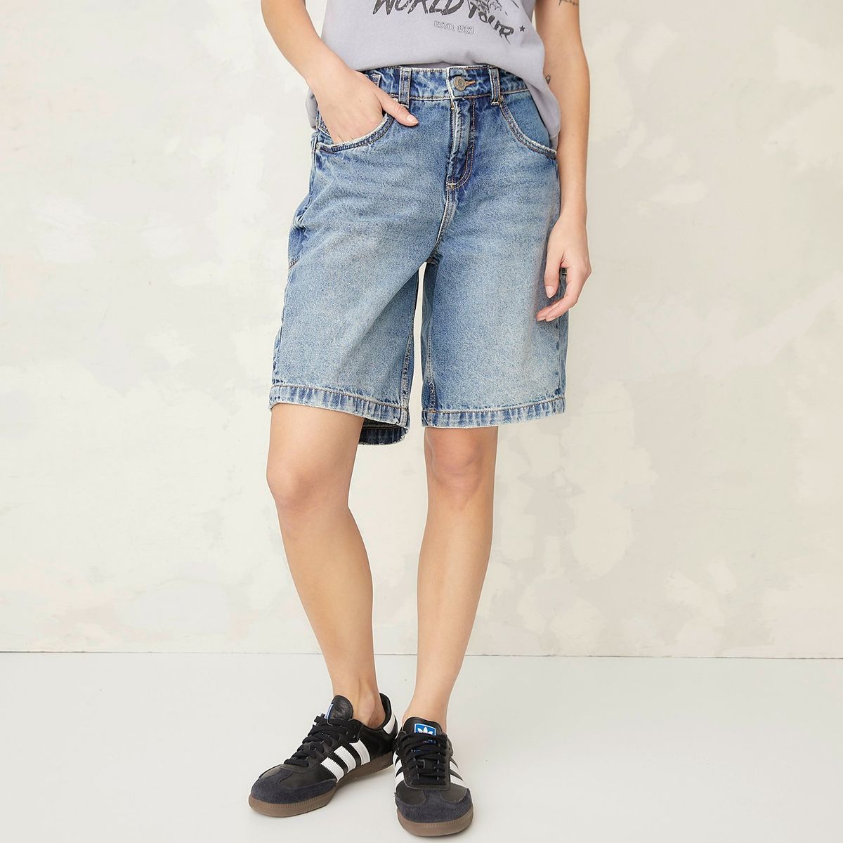 AMERICANINO - Short Americanino Mujer 100% Algodón Diseño Liso Fit Regular