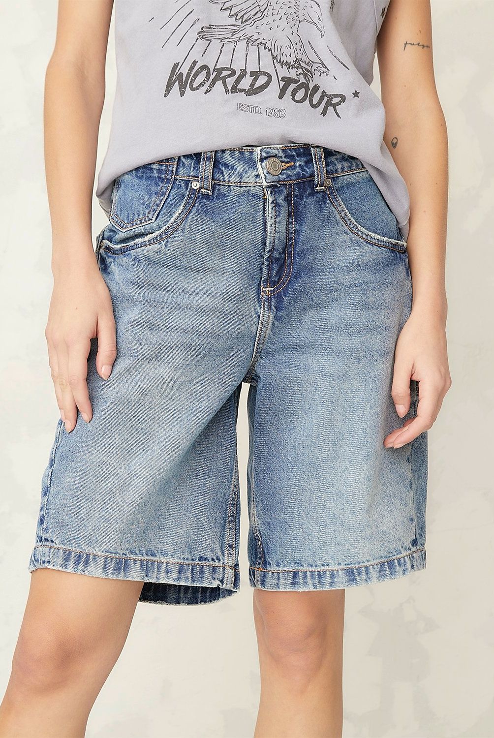 AMERICANINO - Short Americanino Mujer 100% Algodón Diseño Liso Fit Regular