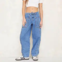 AMERICANINO - Jeans Baggy Tiro Medio Mujer 100% Algodón