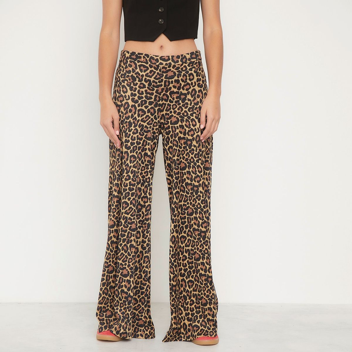 SYBILLA - Pantalón Palazzo Mujer Sybilla Tiro Medio Estampado Animal Print