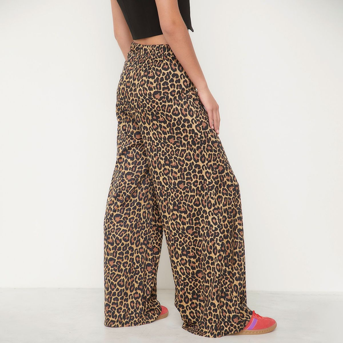 SYBILLA - Pantalón Palazzo Mujer Sybilla Tiro Medio Estampado Animal Print