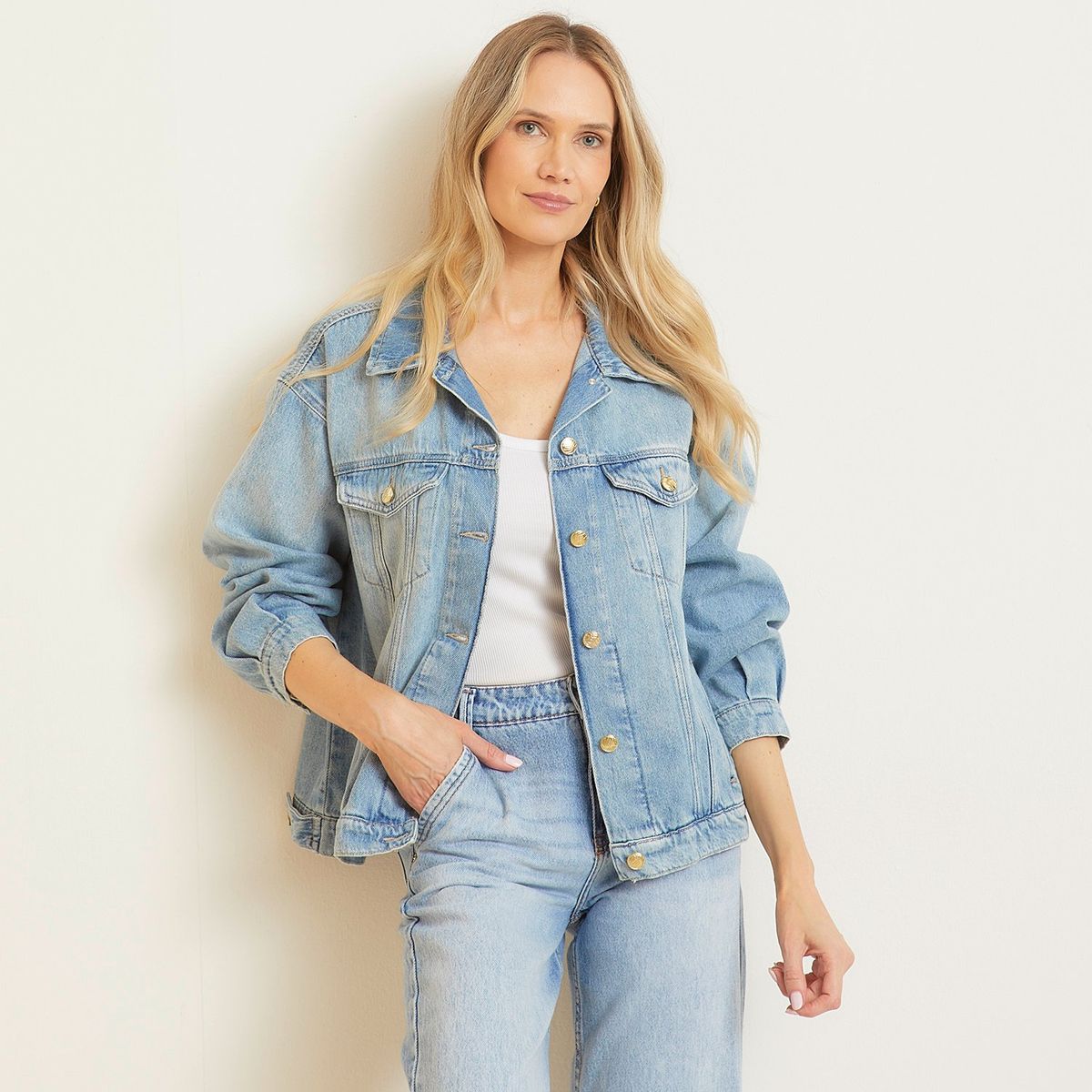 APOLOGY - Chaqueta Jeans Mujer Apology Oversize Algodón Cuello Clásico