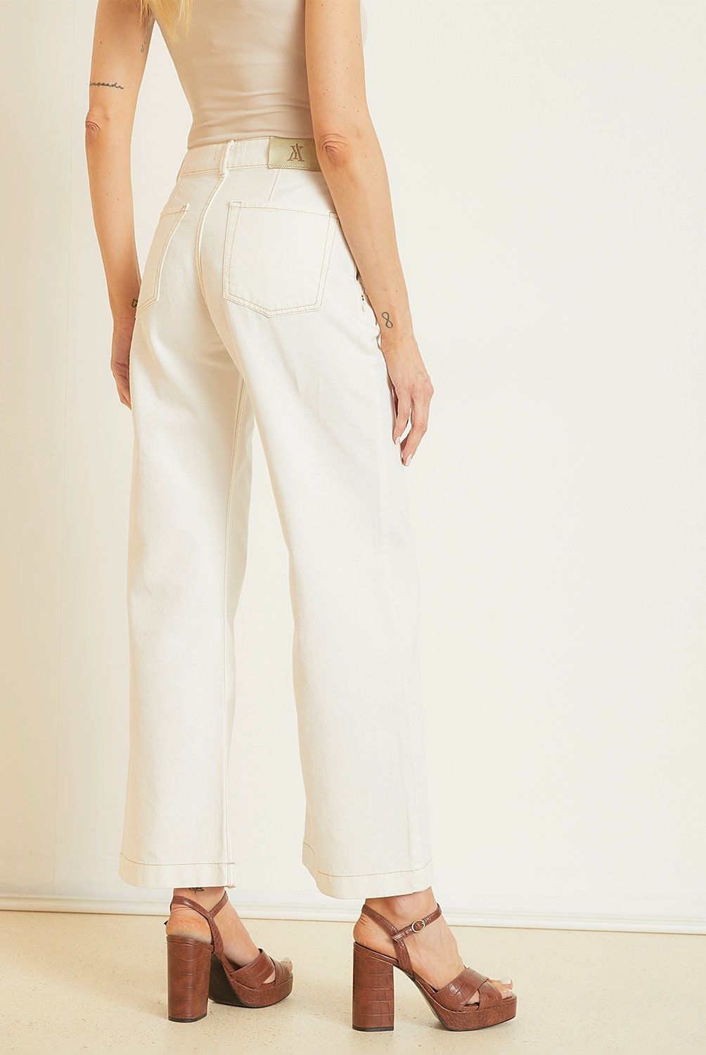 APOLOGY - Jeans Apology Por Pampita Wide Leg Tiro Alto Mujer Algodón