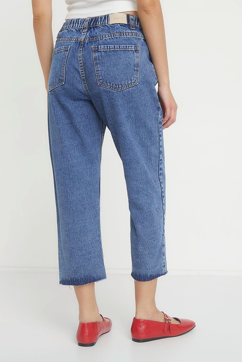 SYBILLA - Jeans Straight Tiro Alto Mujer Sybilla