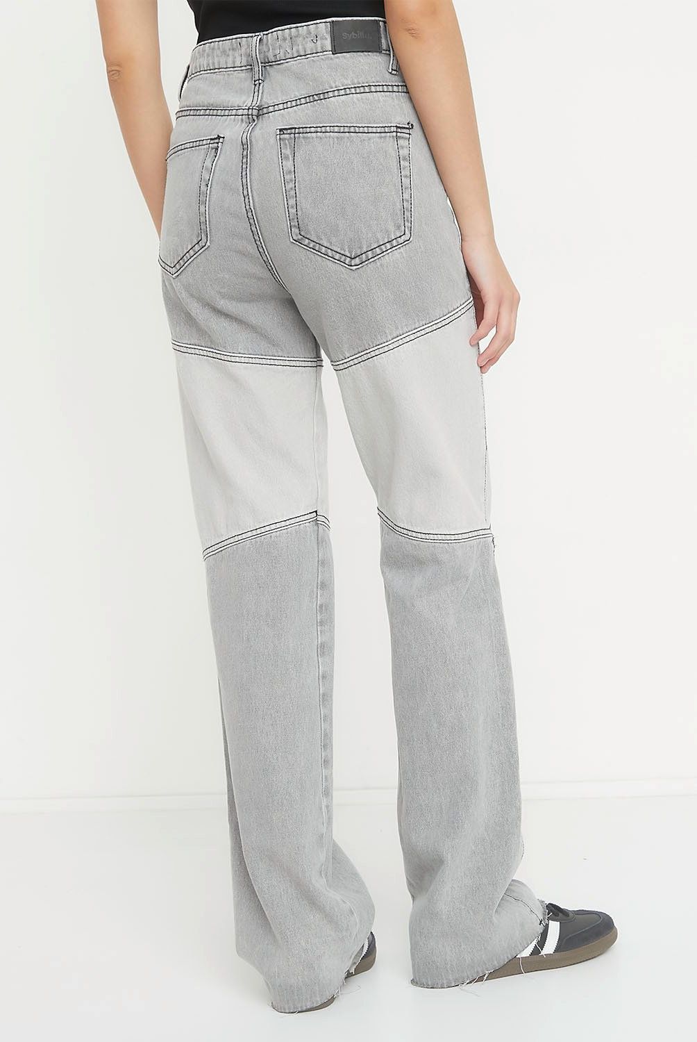 SYBILLA - Jeans Straight Tiro Alto Mujer Sybilla