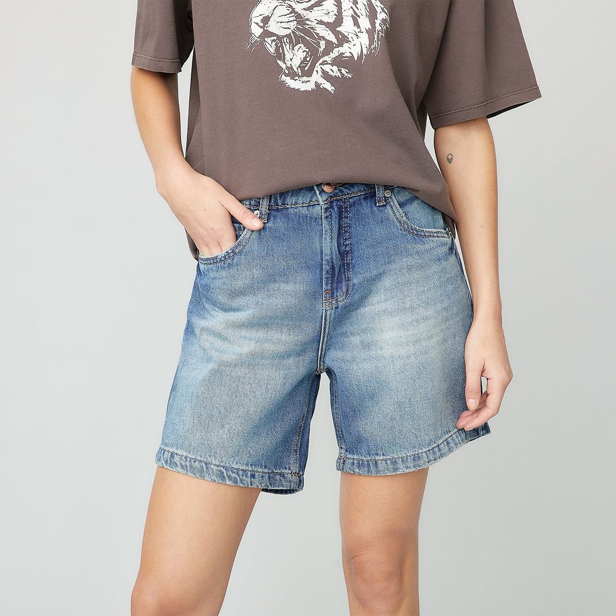 AMERICANINO - Short Americanino Mujer Denim Calce Regular Algodón