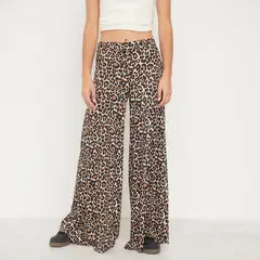 SYBILLA - Pantalón Palazzo Mujer Tiro Medio Estampado Animal Print
