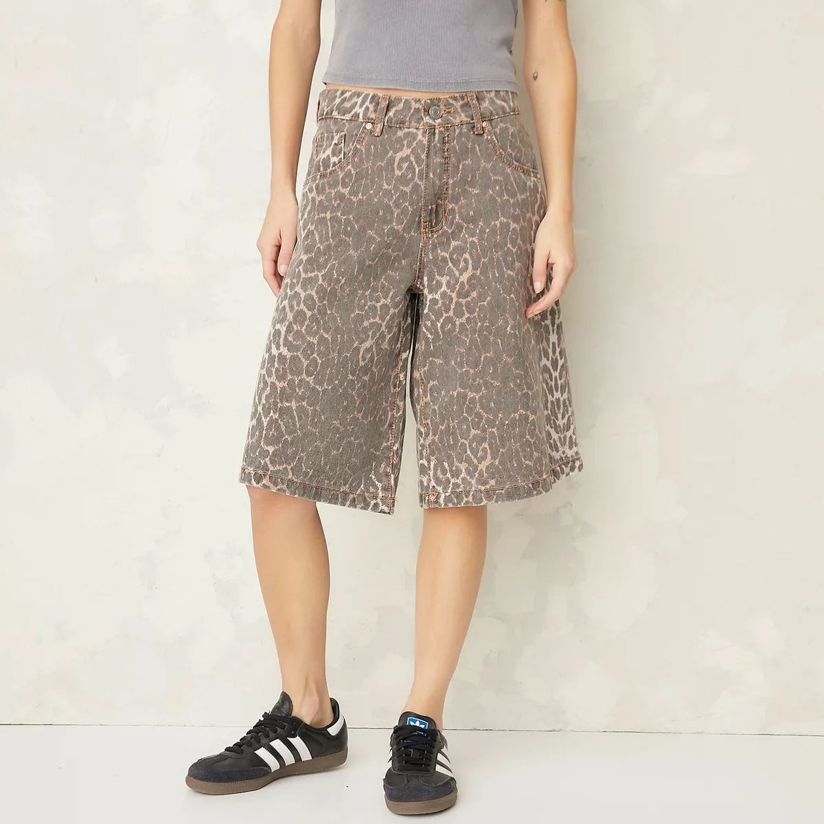 AMERICANINO - Bermuda Americanino Baggy Mujer Algodón Estampado Animal Print