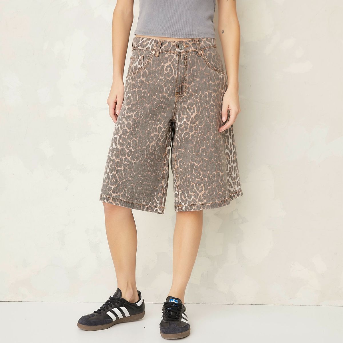 AMERICANINO - Bermuda Americanino Baggy Mujer Algodón Estampado Animal Print