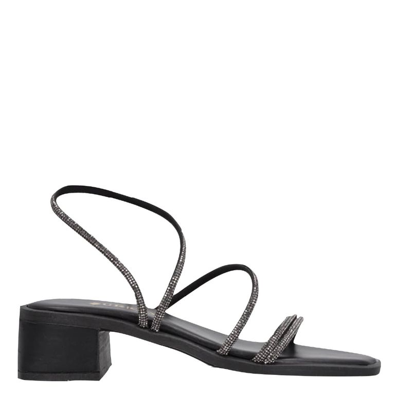 Anafe Black Brillos Sandalia Mujer Cuero Negro