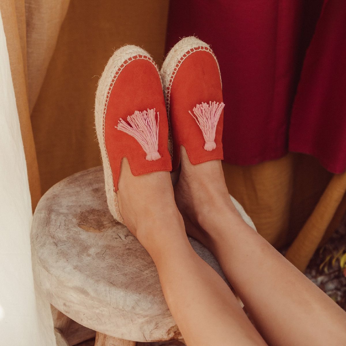 URCO - Alpargata Mujer Cuero Naranjo Urco