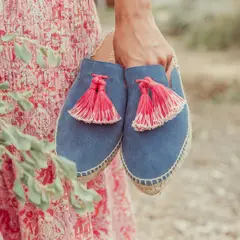 URCO - Alpargata Mujer Cuero Azul