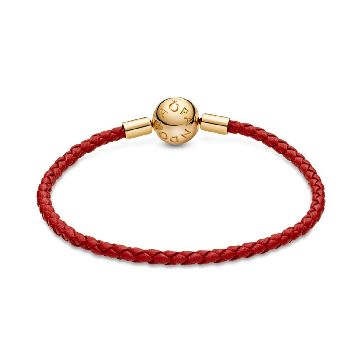 PANDORA - Pulsera en Cuero Rojo Trenzado Mujer Pandora