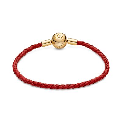 Imagen 2 del producto Pulsera en Cuero Rojo Trenzado Mujer