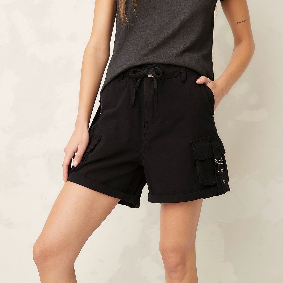 AMERICANINO - Short Cargo Americanino Mujer Algodón Negro