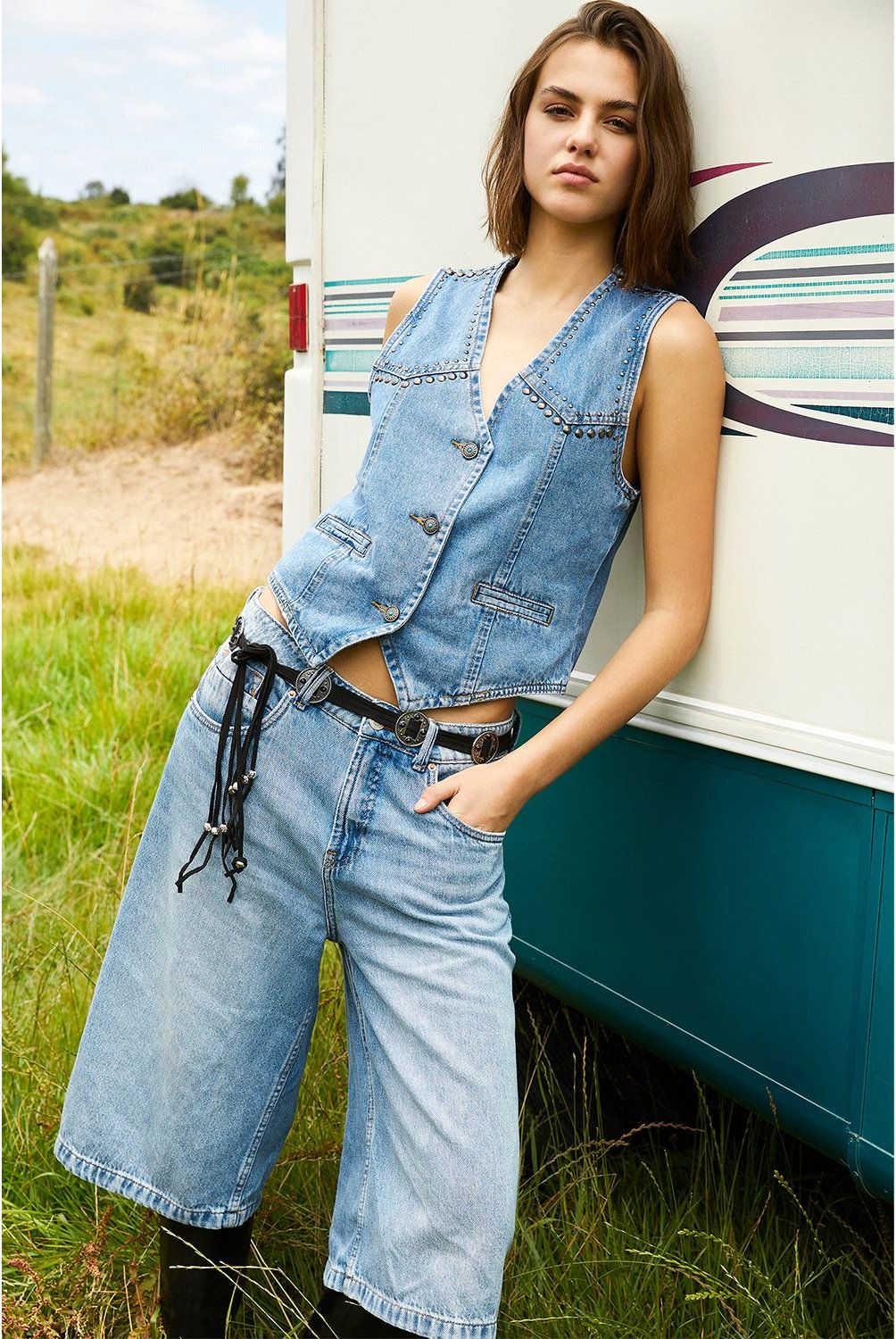 AMERICANINO - Short Bermuda Jorts Americanino Denim Mujer Tiro Medio