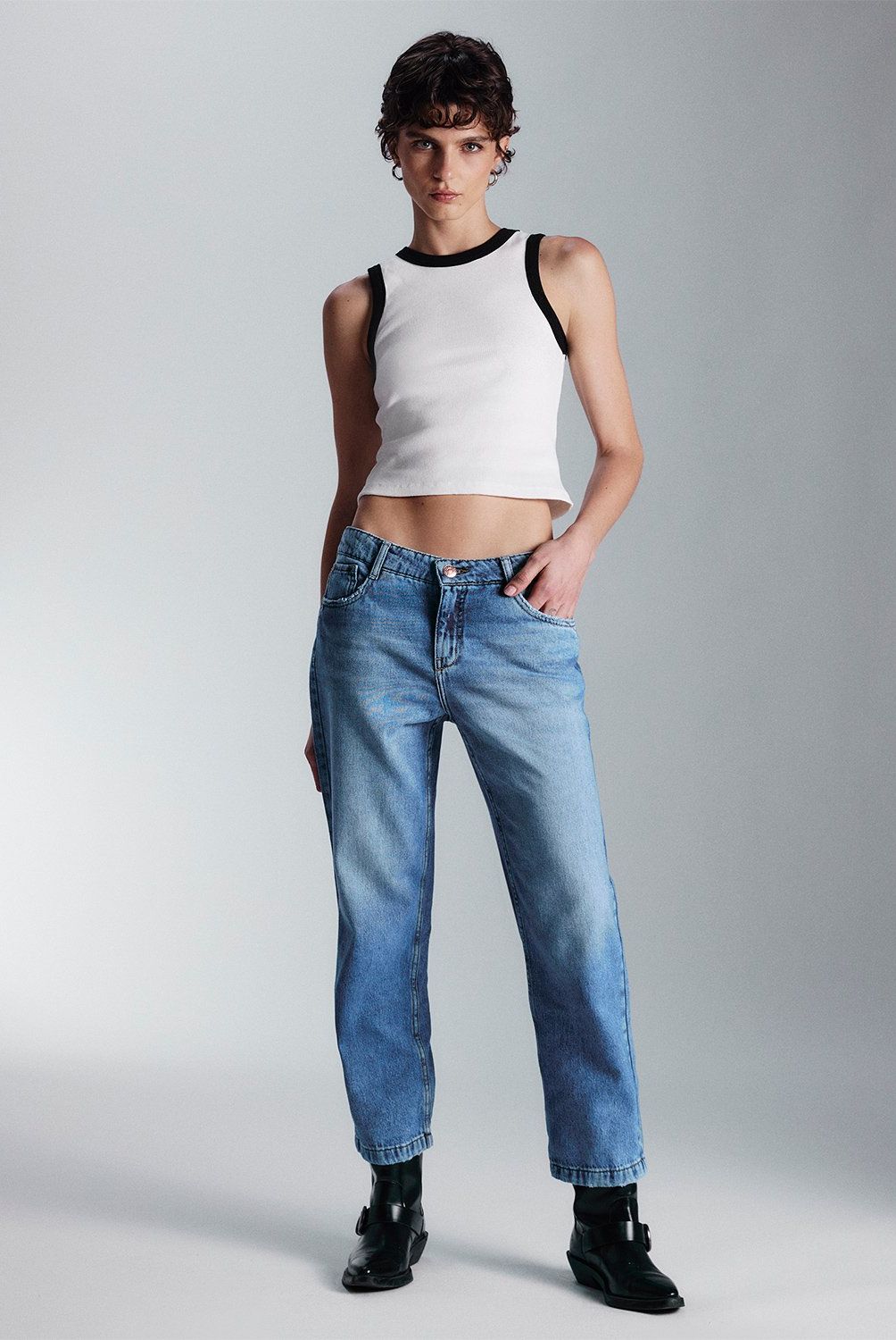 AMERICANINO - Jeans Straight Tiro Medio Americanino Mujer Algodón