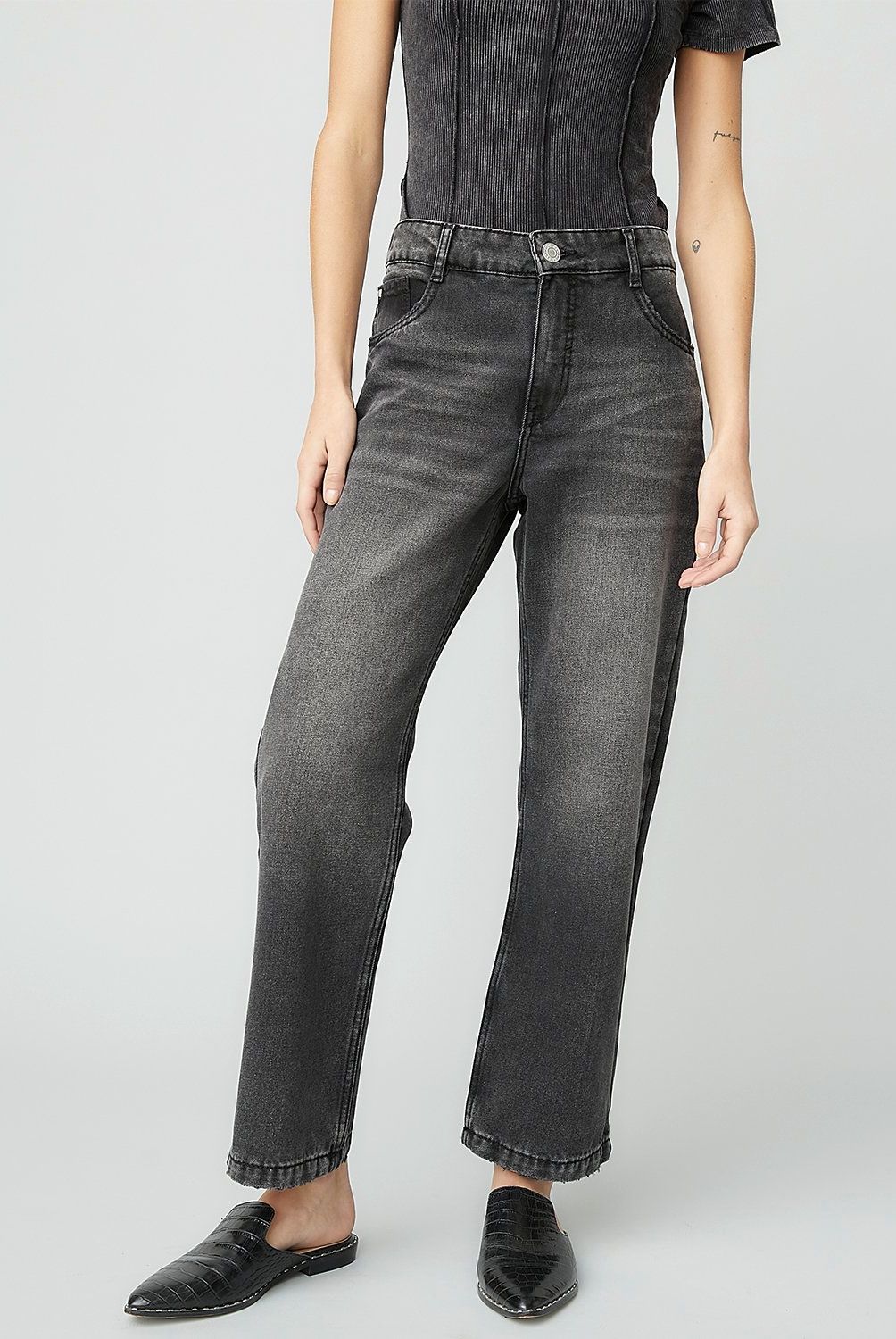 AMERICANINO - Jeans Straight Tiro Medio Americanino Mujer Algodón