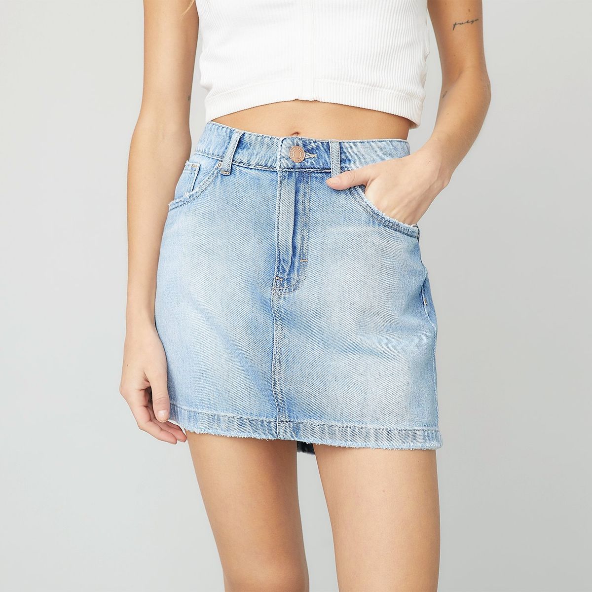 AMERICANINO - Falda Corta Americanino Denim Mujer Tiro Alto