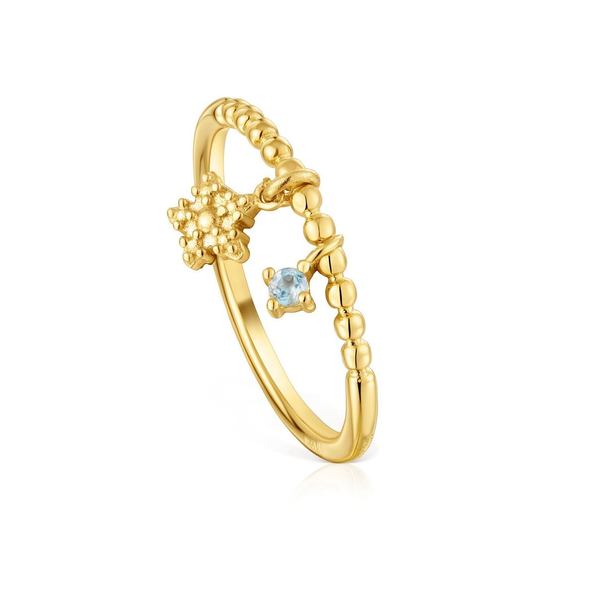 TOUS - Anillo Pequeño Con Baño De Oro De 18 Kt Sobre Plata Y Topacio Tous Grain