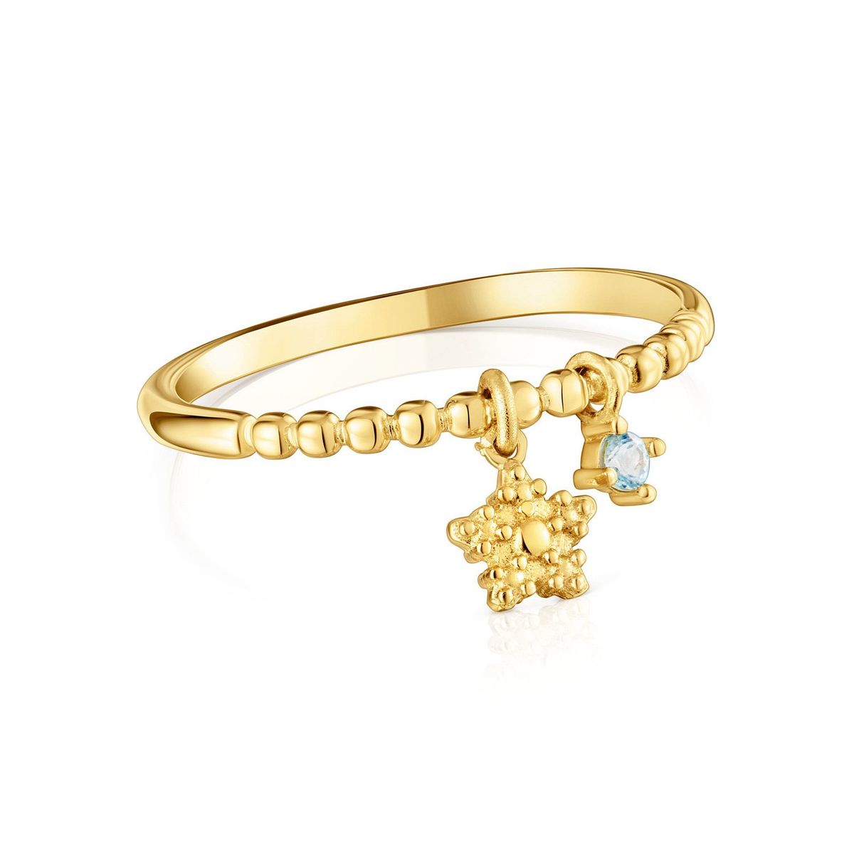 TOUS - Anillo Pequeño Con Baño De Oro De 18 Kt Sobre Plata Y Topacio Tous Grain
