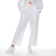 WADOS - Pantalón Crop Fit Tiro Alto Lino Mujer