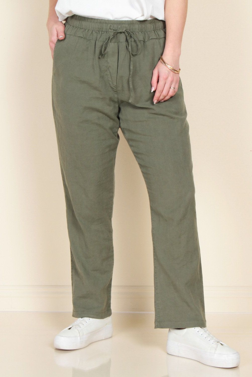 WADOS - Pantalón Regular Tiro Alto Lino Mujer Wados